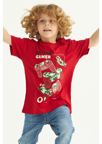 Erkek Çocuk Oyun Gamepad Baskılı T-Shirt 6-9 Yaş