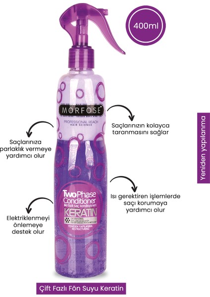 Morfose Keratin Boyalı Saçlar Için Fön Suyu 400 ml 2 Paket