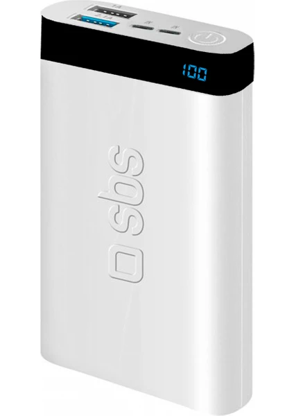 İntelligent Fast Charge 10.000mAh 2xUsbA + Type-C Çıkışlı Led Göstergeli Powerbank Beyaz