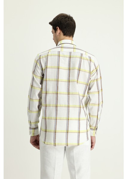 Uzun Kol Regular Fit Ekose Keten Gömlek modelleri