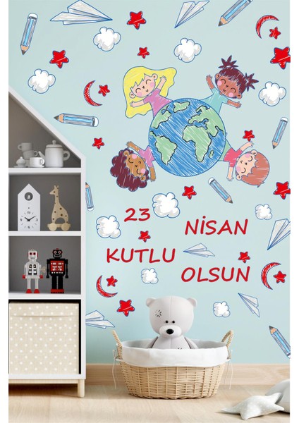 23 Nisan Sticker Seti,23 Nisan Kutlu Olsun Çocuk Bayramı Okul Sticker 89 Parça