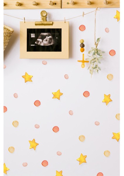 Soft Renklerde Yıldız ve Puantiyeler Sticker Seti, Cam Duvar Dolap Sticker Seti fiyatları