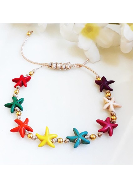 Karışık Renkli Deniz Yıldızı Kadın Ayarlanabilir Asansör Kilit Halhal