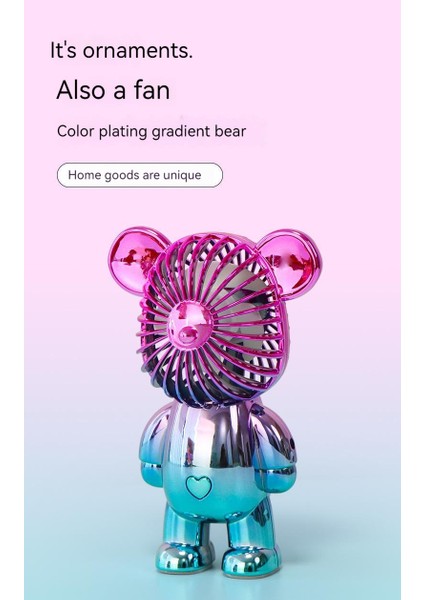 Iyi Kalite Mini Renkli Kaplama Degrade Ayı Fanı - Pembe / Mavi (Yurt Dışından)
