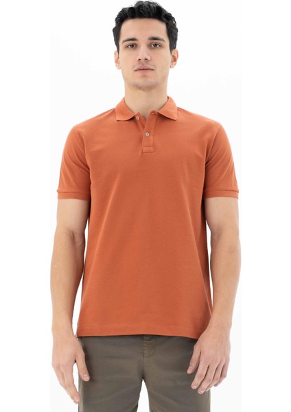 Erkek %100 Pamuk Basic Polo Yaka Regular Fit T-shirt Y25374351201
