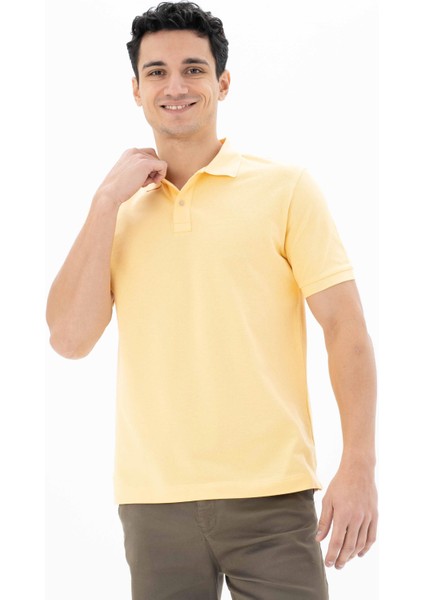 Erkek %100 Pamuk Basic Polo Yaka Regular Fit T-shirt Y25374351201