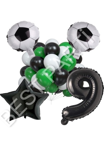 Futbol Topu Yıdız Rakam Latex Balon Seti Yaş 9