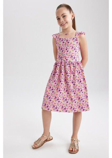 Kız Çocuk Çiçekli Kare Yaka Askılı Elbise Y6963A622HS modelleri