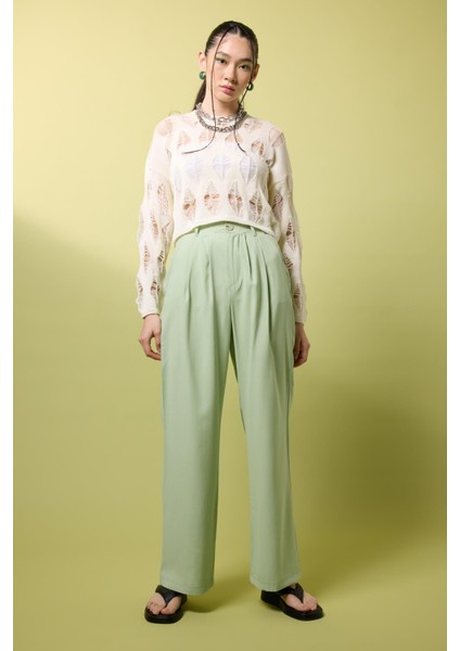 Geniş Paça Normal Bel Cepli Pantolon T5417AZ23SP