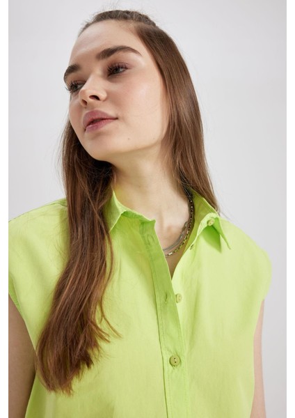 Coool Relax Fit Poplin Kolsuz %100 Pamuk Gömlek A5389AX23SM