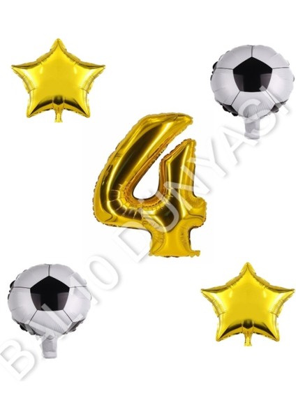 Futbol Topu Yıdız Rakam Balon Seti Gold Yaş 4