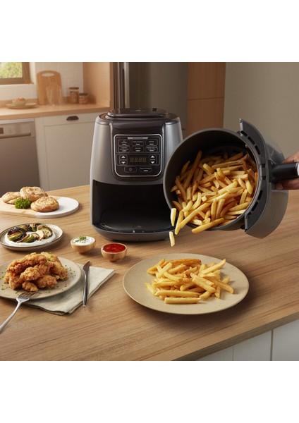 Air Pro Cook XL 2 in 1 Konuşan Airfryer Iconic Beige 4 Kişilik Fritöz