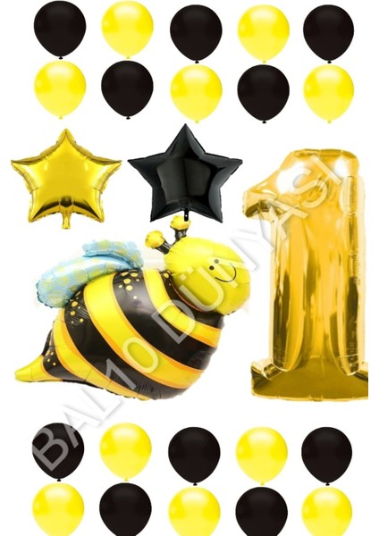 Arı Karakterli Yıldız Folyo Balon Seti Yaş 1