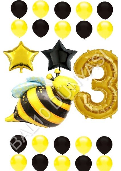 Arı Karakterli Yıldız Folyo Balon Seti Yaş 3