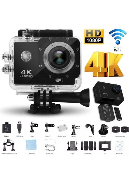 4K Ultra Hd 170 Derece Wifi'li Aksiyon Kamera Act-02