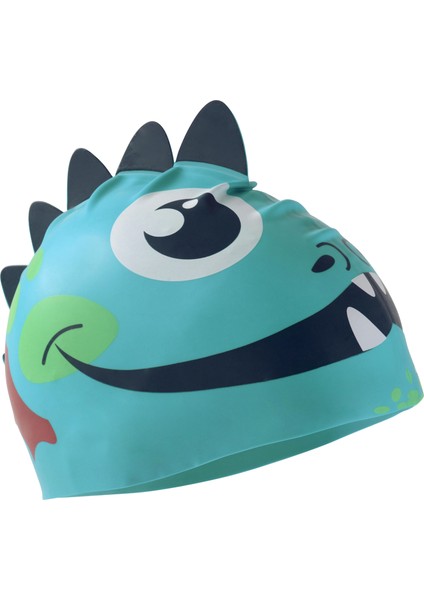 Silikon Yüzücü Bonesi - Mavi / Ejderha Desenli