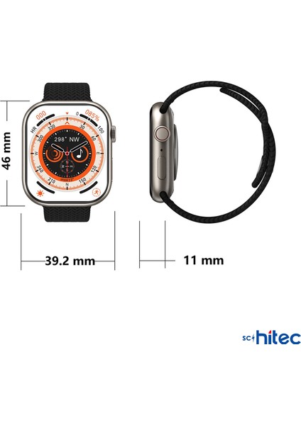 ScHitec 2024 Watch 9 Pro Amoled Ekran Android İos Uyumlu Akıllı Saat Turuncu