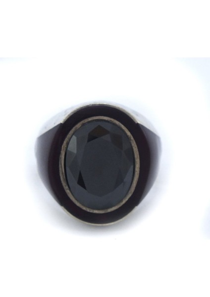 Onyx Taşlı El Işçiliği Ince 925 Ayar Erkek Gümüş Yüzük GEY-177