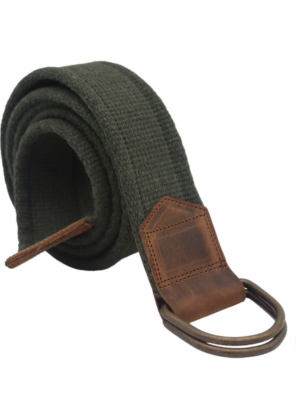 Erkek Kadın Kız Genç Için Unisex Derili D Tokalı Antik Halkalı Dokuma Yeşil Taktik Spor Kanvas Kot Bez Kemer