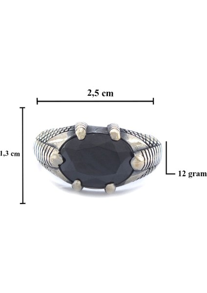Oniks Taşlı Motifli 925 Ayar Erkek Gümüş Yüzük GEY-199