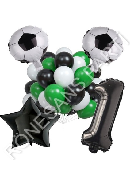 Futbol Topu Yıdız Rakam Latex Balon Seti Yaş 1
