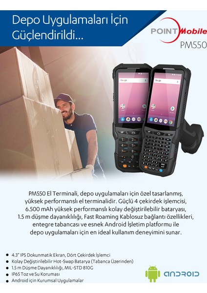 PM550 El Terminali P550GPR3398E0T Wıfı,bt,2d,qvga