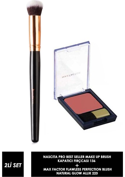 Flawless Perfection Blush 223 Natural Glow Allık + Nascita Pro Best Seller Make Up Brush 136 Kapatıcı Fırçası