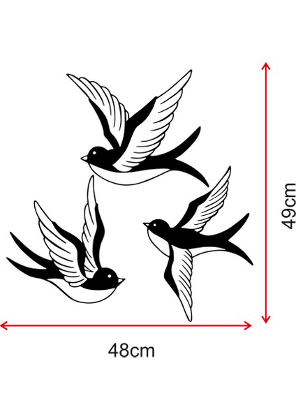 3 Parça Uçuşan Kuşlar Ahşap Tablo Duvar Oda Ev Aksesuarı 50X50CM