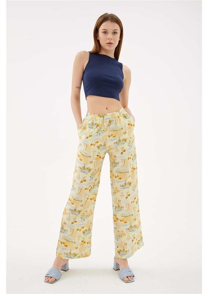 Desenli Pantolon Sarı
