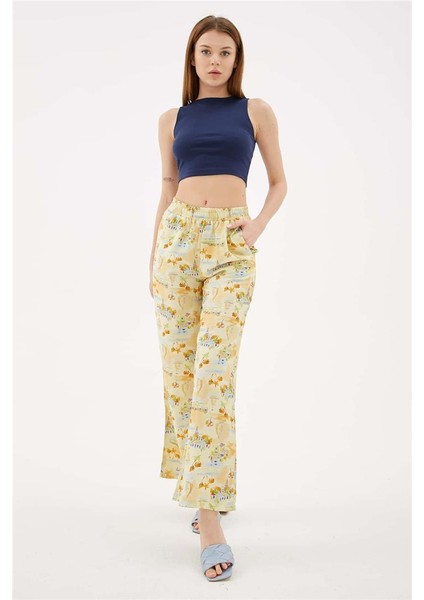 Desenli Pantolon Sarı modelleri