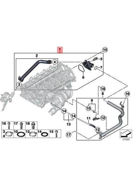 Blok Su Borusu Müşürü Ile (Arka) Bmw N13 F20 F30