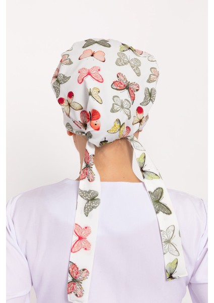 Yeşil Kelebek Desenli Tesettür Doktor Hemşire Hastane Aşçı Cerrahi Bone fiyatları