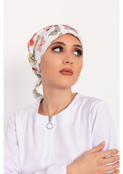 Yeşil Kelebek Desenli Tesettür Doktor Hemşire Hastane Aşçı Cerrahi Bone fırsatları