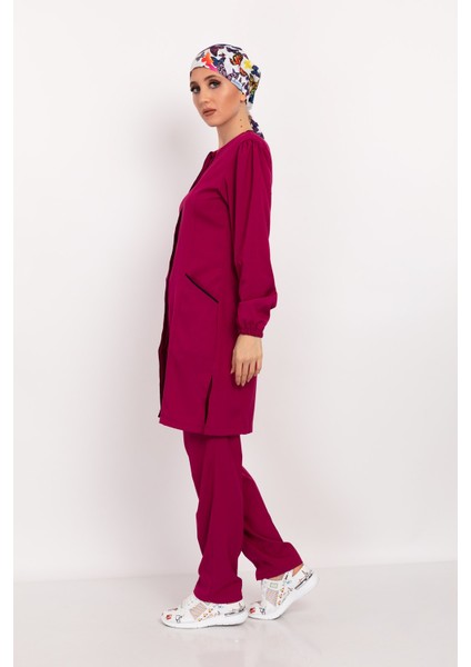 Vişne Renk Soft Likra Tesettür Doktor Hemşire Hastane Aşçı Cerrahi Takım fiyatları