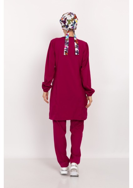 Vişne Renk Soft Likra Tesettür Doktor Hemşire Hastane Aşçı Cerrahi Takım modelleri