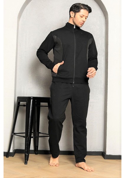 6000 Erkek Uzun Kollu Eşofman Takım-Siyah