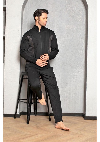 6000 Erkek Uzun Kollu Eşofman Takım-Siyah indirimleri