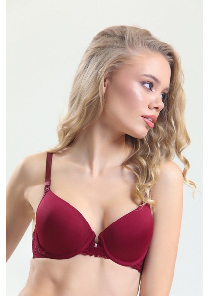 4520 Kadın Destekli Dantelli Sütyen-Bordo modelleri