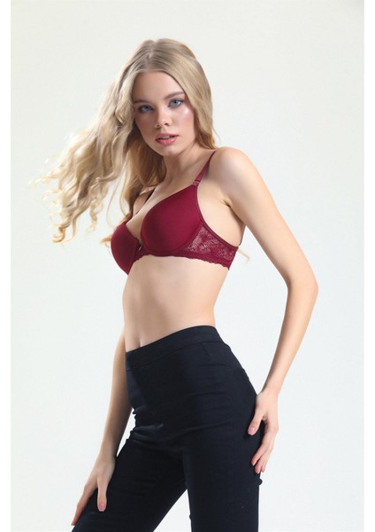 4520 Kadın Destekli Dantelli Sütyen-Bordo fırsatları