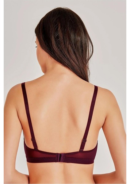 4636 Kadın Balensiz Süngerli Tüllü Sütyen-Bordo fiyatları