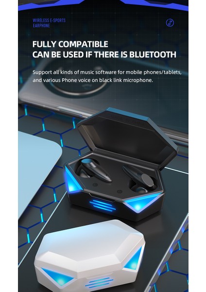 Oyuncu Kulaklığı Kablosuz Kulakiçi Rgb Işıklı Çift Mikrofonlu 3 Modlu Bluetooth 5.2 TG-G20