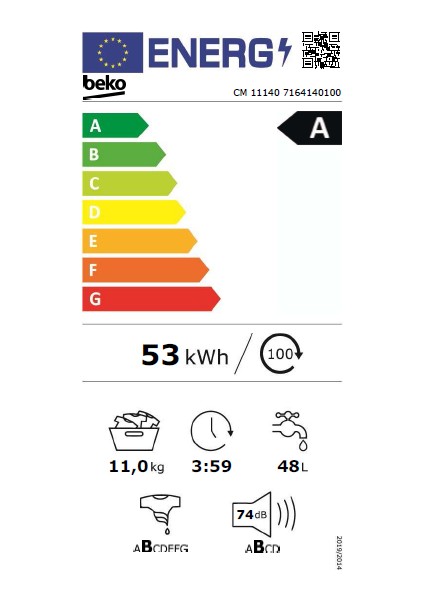 cm 11140 11 kg 1400 Devir A Sınıfı Enerjili Çamaşır Makinası