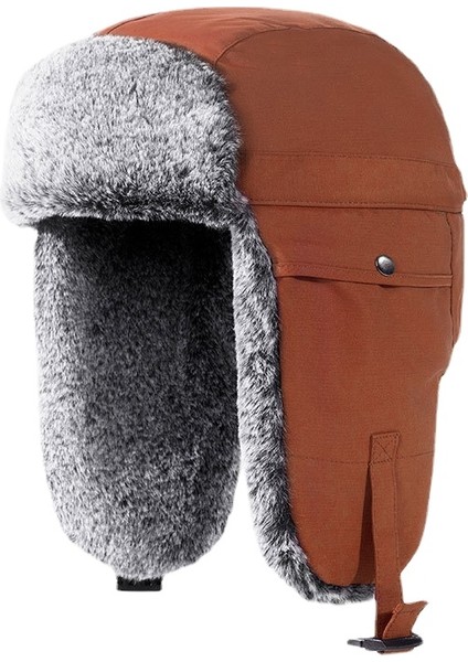 Kadife Şapka Erkek Açık Rüzgar Geçirmez Gök Gürültüsü Şapka Kadın Kalın Pamuklu Şapka Sıcak Sürüş Şapkası (Yurt Dışından)