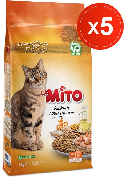 Adult Cat 1 kg x 5 Adet - Tavuklu Yetişkin Kedi Maması