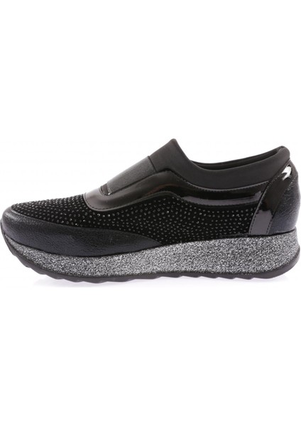 AKT-03-23Y Kadin Kalin Taban Silver Taşli Sneakers Ayakkabi modelleri
