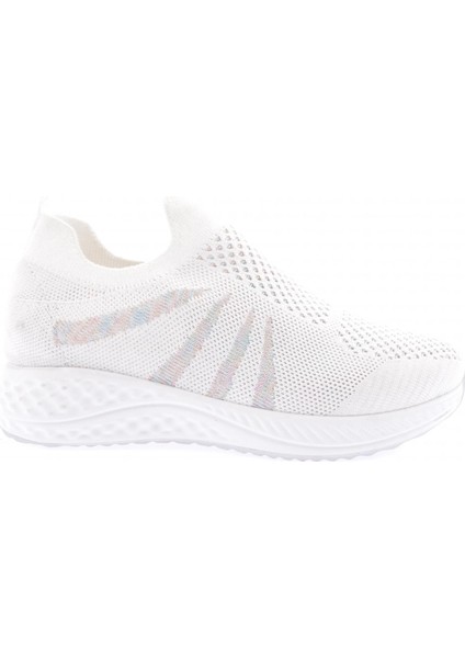 832-23Y Kadin Yanlari Simli Lazerli Sneaker Ayakkabi