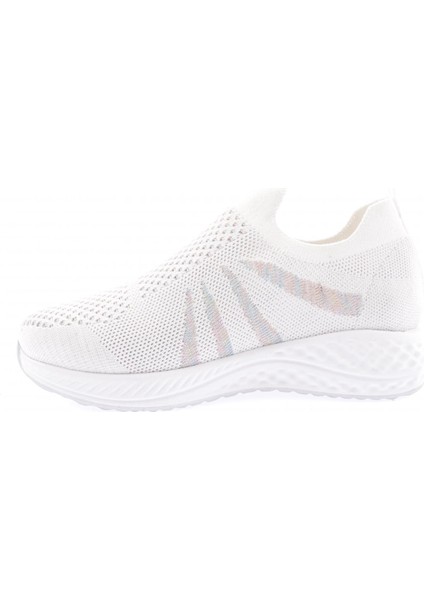 832-23Y Kadin Yanlari Simli Lazerli Sneaker Ayakkabi