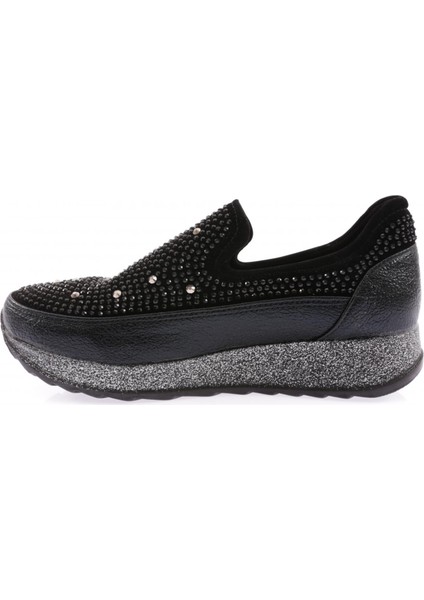 AKT-05-23Y Kadin Kalin Taban Kristal Taşli Sneakers Ayakkabi modelleri
