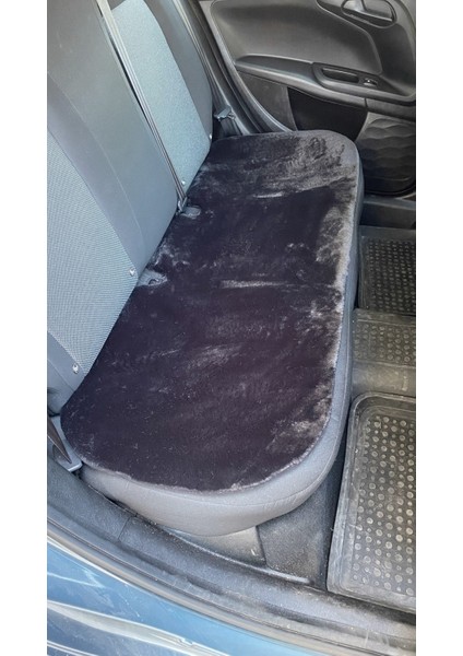 Yumuşak Tüylü Peluş Serme Oto Koltuk Koruyucu Minder Arka Siyah