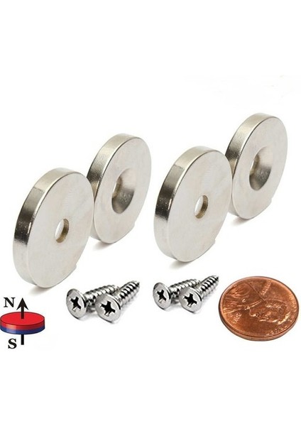 Neodyum Mıknatıs Havşa Delikli 25 x 10/5,5 x 5 mm (4'lü Paket)